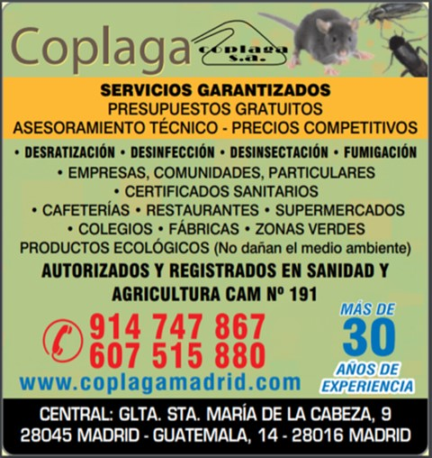 Coplaga DESINFECCION, DESRATIZACION Y DESINSECTACION