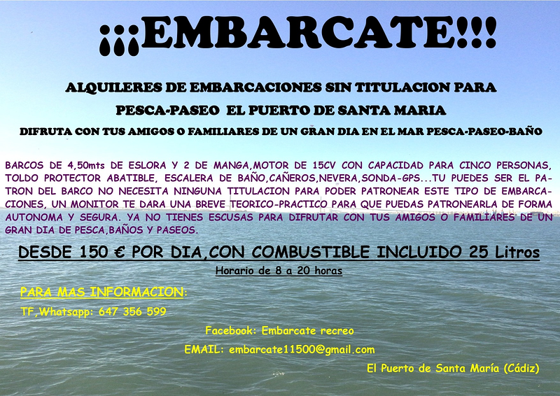 Alquiler de barcos sin titulaci&oacute;n, EMBARCATE 4
