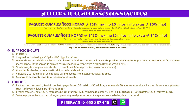 Junglaventura Cumpleaños JUEGOS INFANTILES: CENTROS