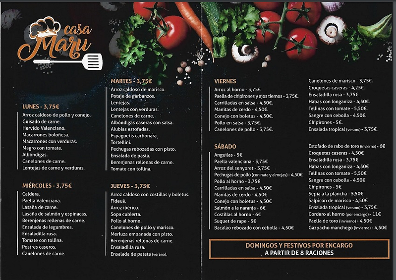 Casa Maru COMIDAS A DOMICILIO