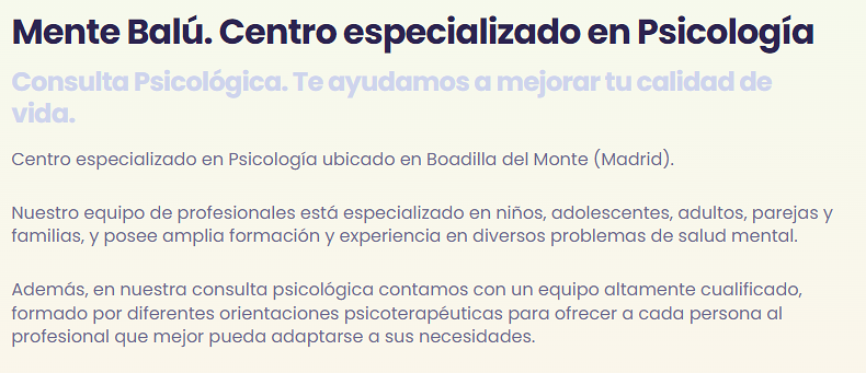 Psic&oacute;loga en Boadilla del Monte | Mente Bal&uacute; Boadilla del Monte