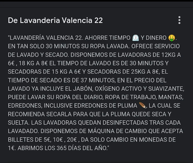 Lavander&iacute;a Valencia 22 LAVANDERIAS DOMESTICAS
